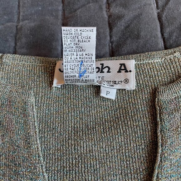 Vintage Joseph A. Silk/Metallic Cardigan Petite - Picture 10 of 13